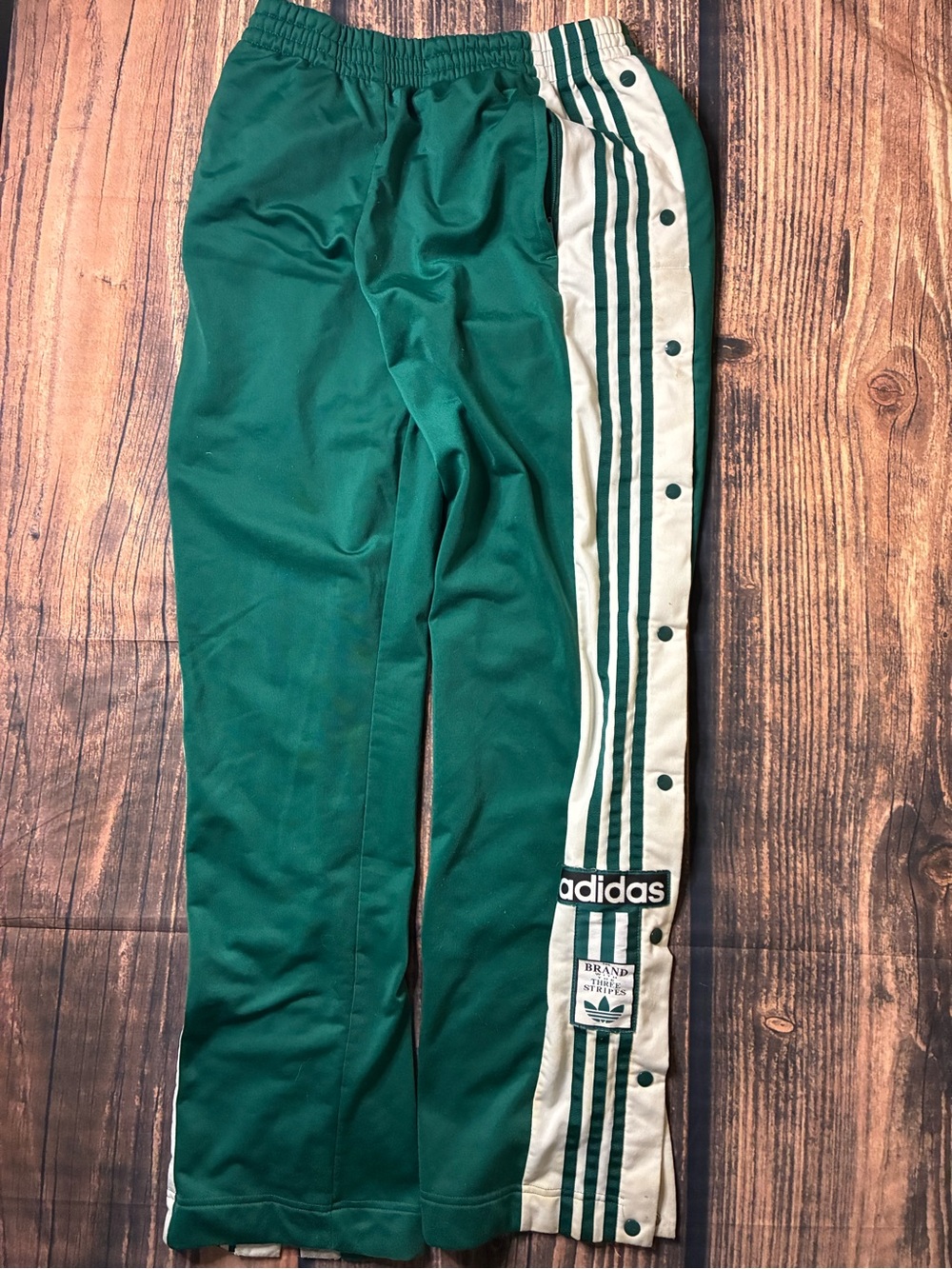adidas Green Jogger Pants with White Side Stripes